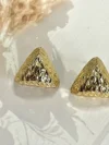 Gold Textured Triangle Stud Earrings – Minimal Geometric Metal Earrings for Women